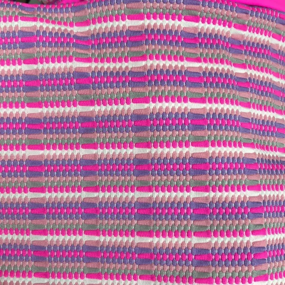 L*Space Bikini Brittany Top Camancho Bottom Electric Pink Pique Stripe XL NWT